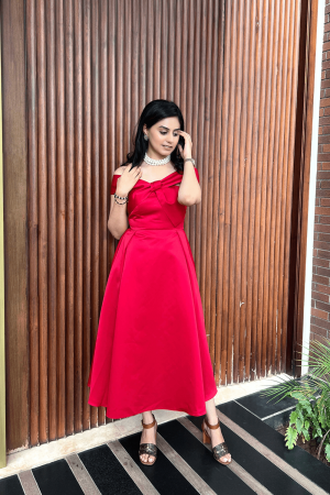 Bandeau Bow Drape Dress