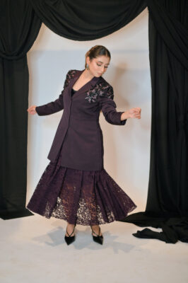 The "Midnight Plum" Statement Blazer Dress