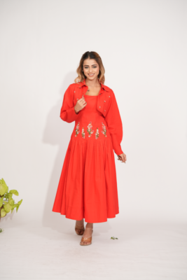 The Sculpted Botanical Midi & Cropped Jacket Ensemble